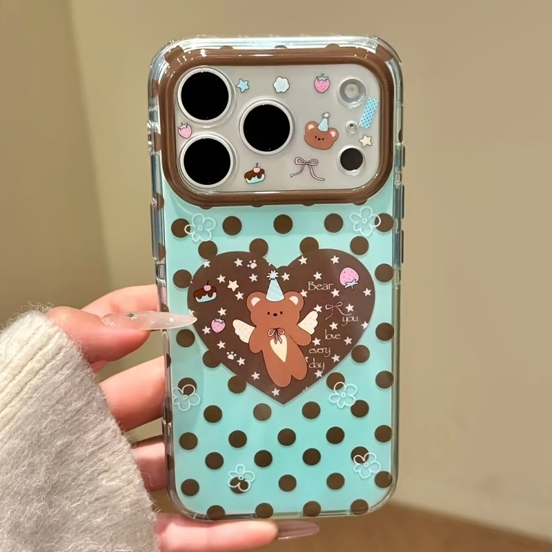 Phone Cases Brown - Braune Polka-Dot-Herz-Bären-Muster Schutzhülle für iPhone 17