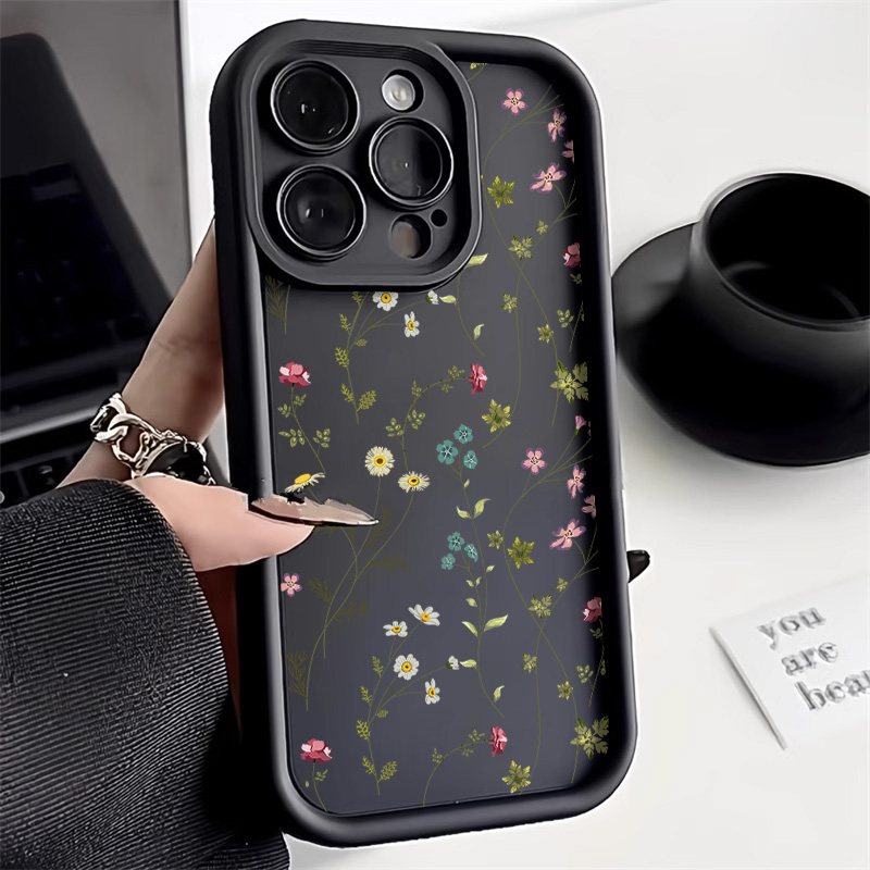 Phone Cases Wholesale - Blume schwarze Silikon-Handyhülle für iPhone 13,