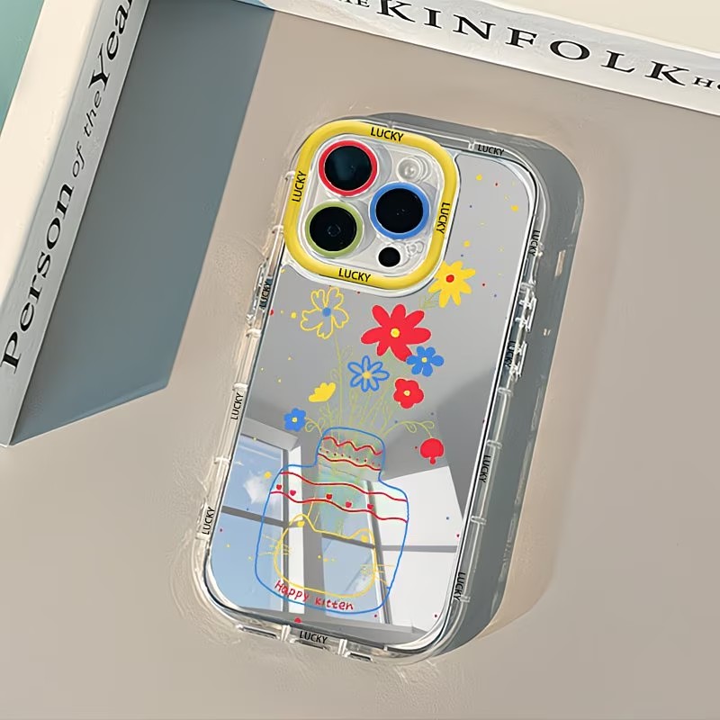 Phone Cases For Iphone 17 - Sommerliche Gänseblümchen-Katzen-Vasen-Design Spiegel-Handyhülle für iPhone 17