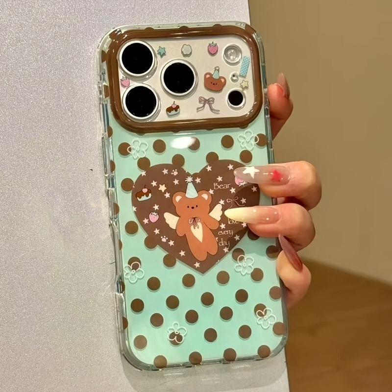 Braune Polka-Dot-Herz-Bären-Mu – Phone Cases Brown Bewertung und Preis