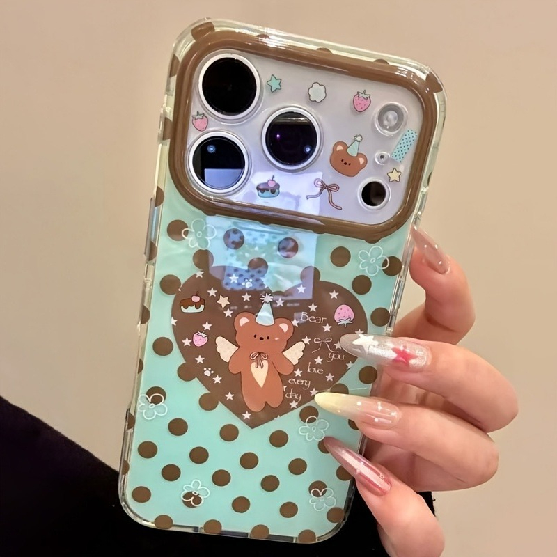 Braune Polka-Dot-Herz-Bären-Mu – Phone Cases Brown Bewertung und Preis